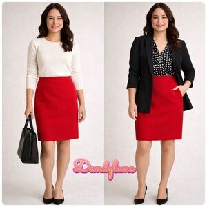 J.Crew  Factory Red The Pencil Skirt Wool Blend Size 6